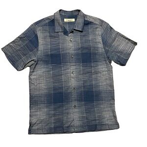 Tommy Bahama men’s blue collar short sleeve button down shirt silk cotton
